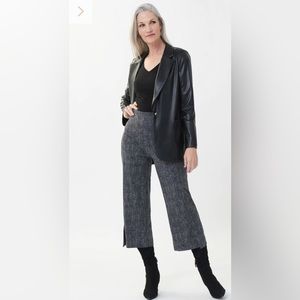 Joseph Ribkoff grey/black herringbone culotte pant